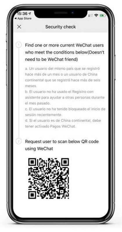 Porque no me llega el codigo de verificacion de wechat