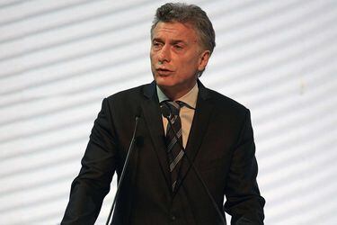 Argentina's President Mauricio Macri delivers a speech during the lau