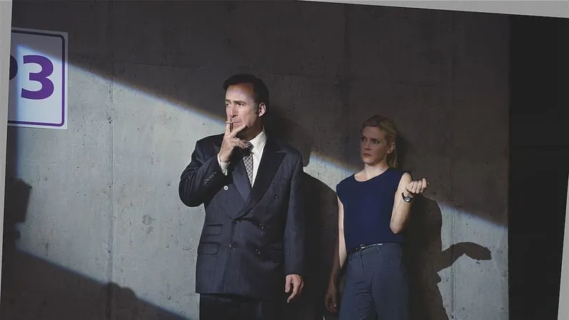 Jimmy McGill (Bob Odenkirk) and Kim Wexler (Rhea Seehorn) in Better Call Saul (AMC),