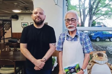 Germán Acuña, director de Nahuel y el libro mágico, se reune con Hayao Miyazaki del Estudio Ghilbi