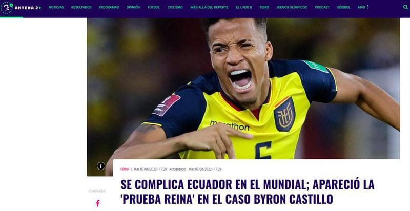 La reacción del sitio colombiano Antena 2 a las pruebas que exhibió Carlezzo.