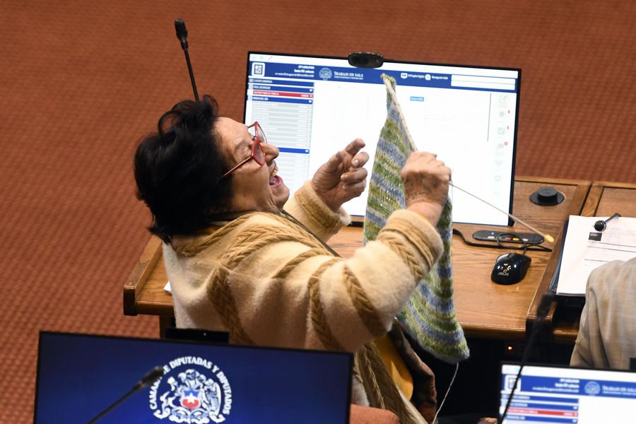 María Luisa Cordero en su puesto durante una sesión de la Sala de la Cámara de Diputados en el Congreso Nacional, en Valparaíso.