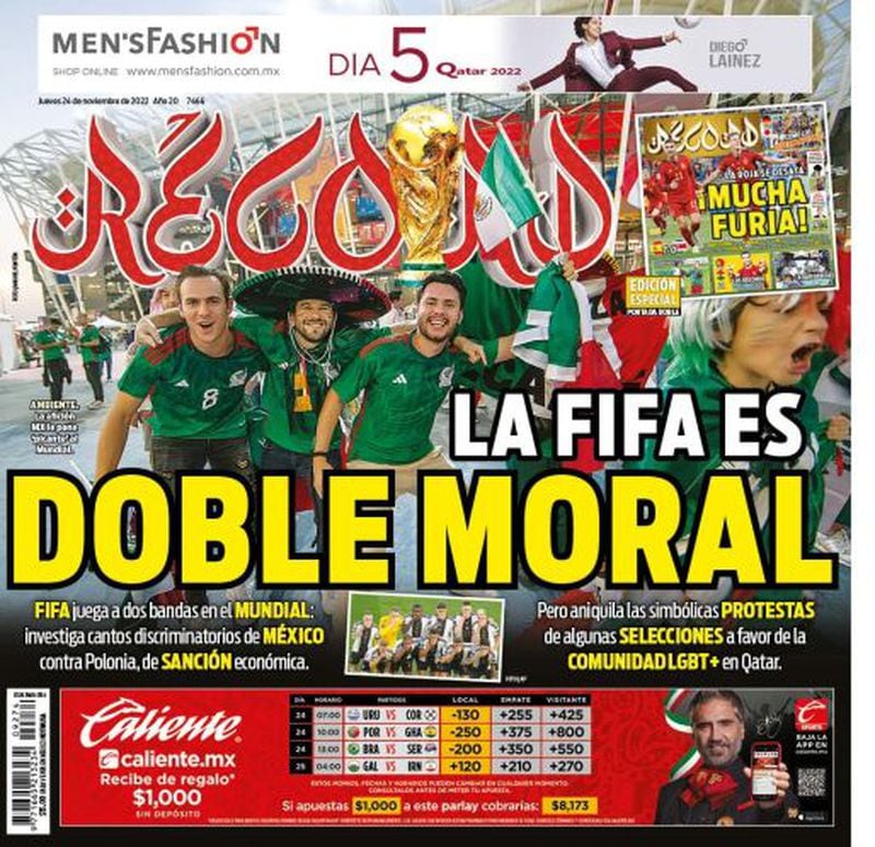La portada de Récord que acusa a la FIFA de doble moral.