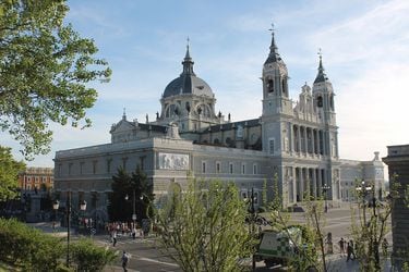 Almudena Cathedral in Madrid (Spain) from the north-east angle.