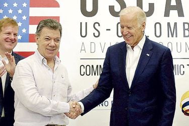Juan Manuel Santos con Joe Biden