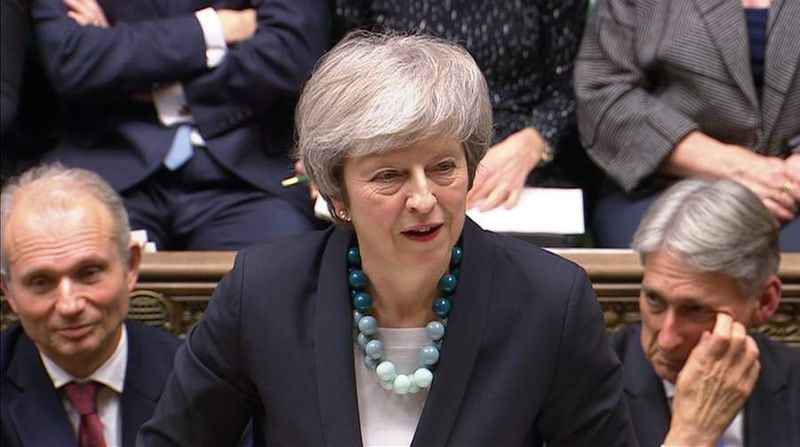 Britain's Prime Minister Theresa May makes a statement in the House of Commons, London