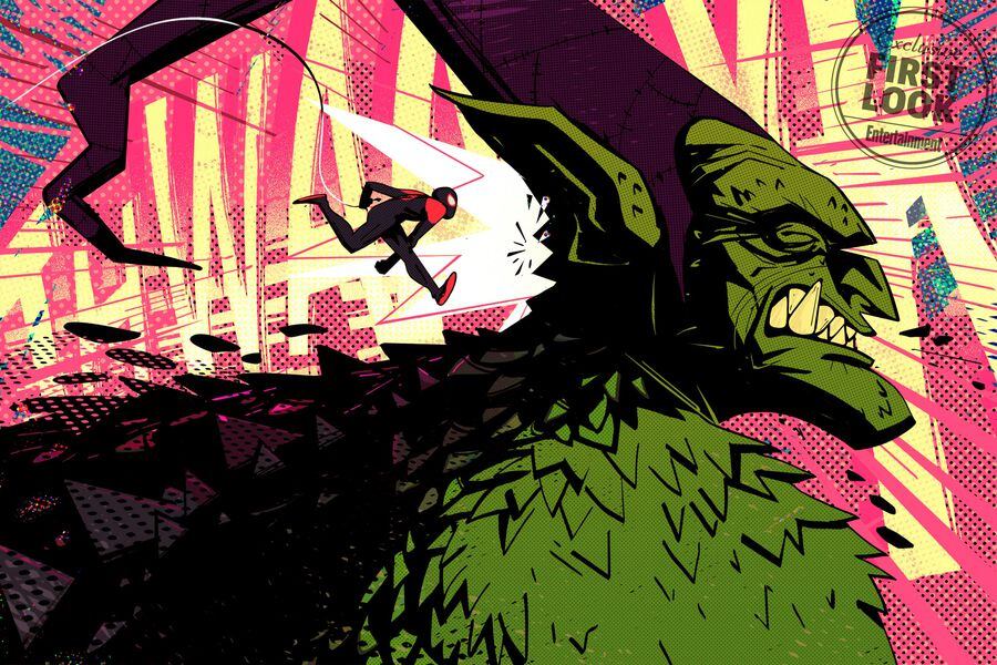 Miles Morales enfrenta al Duende Verde en arte conceptual de Spider-Man:  Into the Spider-Verse - La Tercera