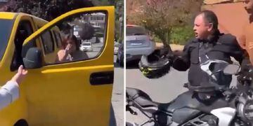 Motociclista golpea a conductora de furgón escolar en Concepción