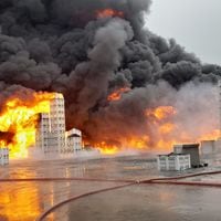 Gran incendio afecta planta frutícola en Teno: tres bomberos terminaron con lesiones