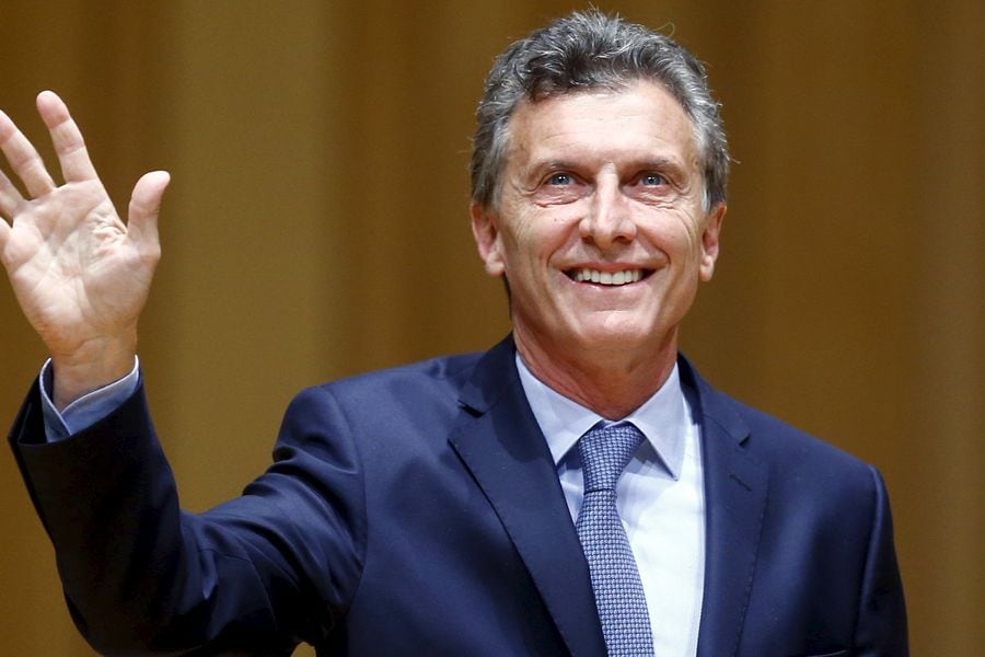 Argentina's President-elect Macri acknowledges the audience as he attends the inauguration of incoming Buenos Aires' City Mayor Larreta in Buenos Aires