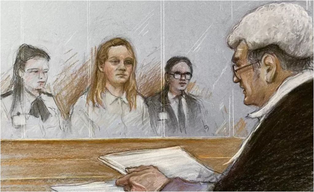 Dibujo del juicio del asesinato en Reino Unido