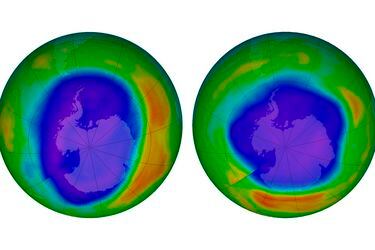 This combination of images made available by NASA shows areas of low