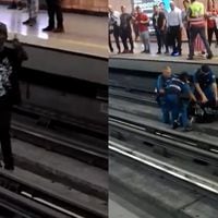Sujeto bajó a las vías del metro en la estación Santa Ana e increpó a guardias de seguridad