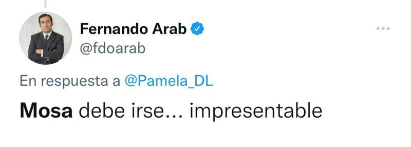 Otro tuiteo de Fernando Arab contra Aníbal Mosa.