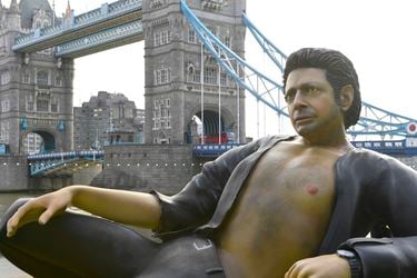 A 25ft statue of actor Jeff Goldblum's in a pose from a scene in the