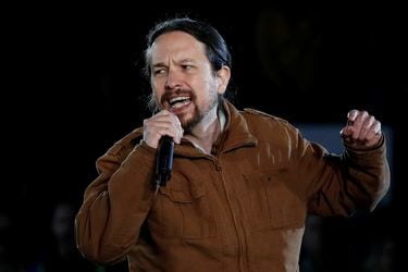 Spain's Unidas Podemos candidate Iglesias holds a campaign closing rally in Madrid