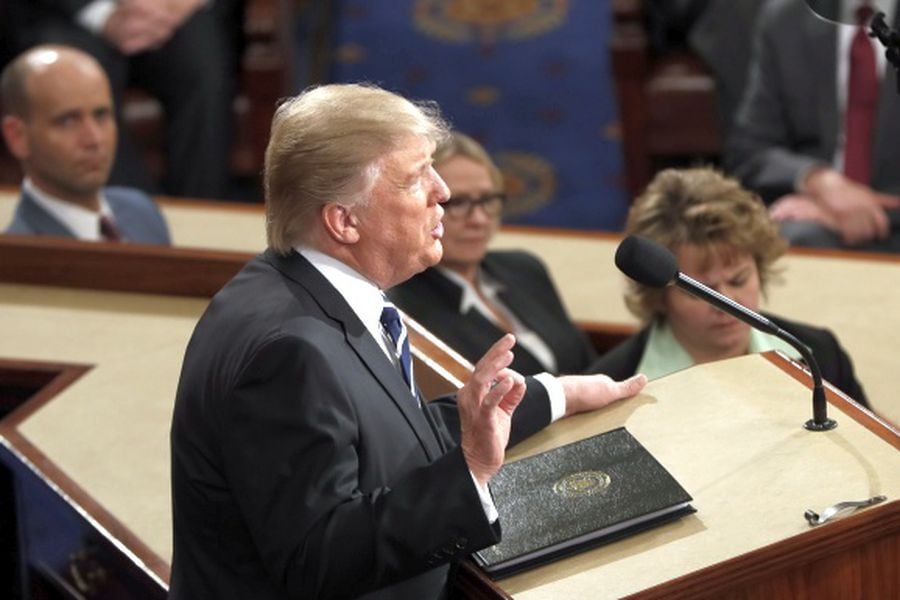 President Donald Trump addresses a joint session of Congress on Capit