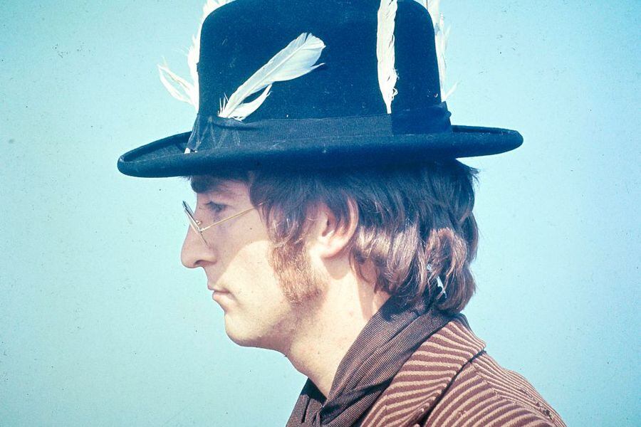 John Lennon in feathered hat