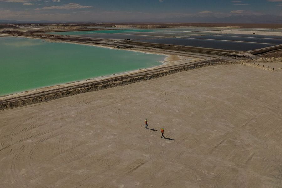 Evaporation ponds at an Albemarle Corp. lithium mine in Chile.