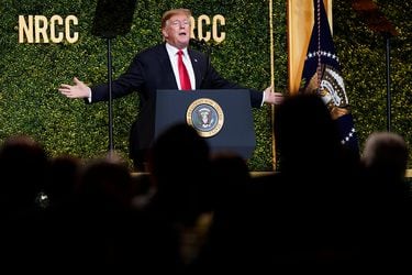 U.S. President Trump speaks at the National Republican Congressional Committee Annual Spring Dinner in Washington.