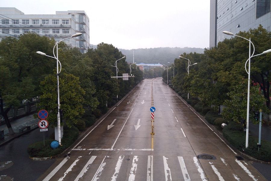 An empty street is seen in Wuhan