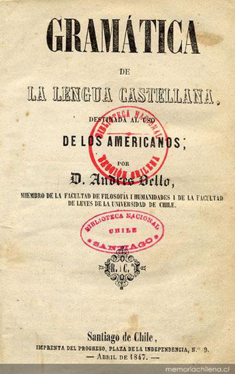Gramática de la lengua castellana. Imagen de Memoria Chilena