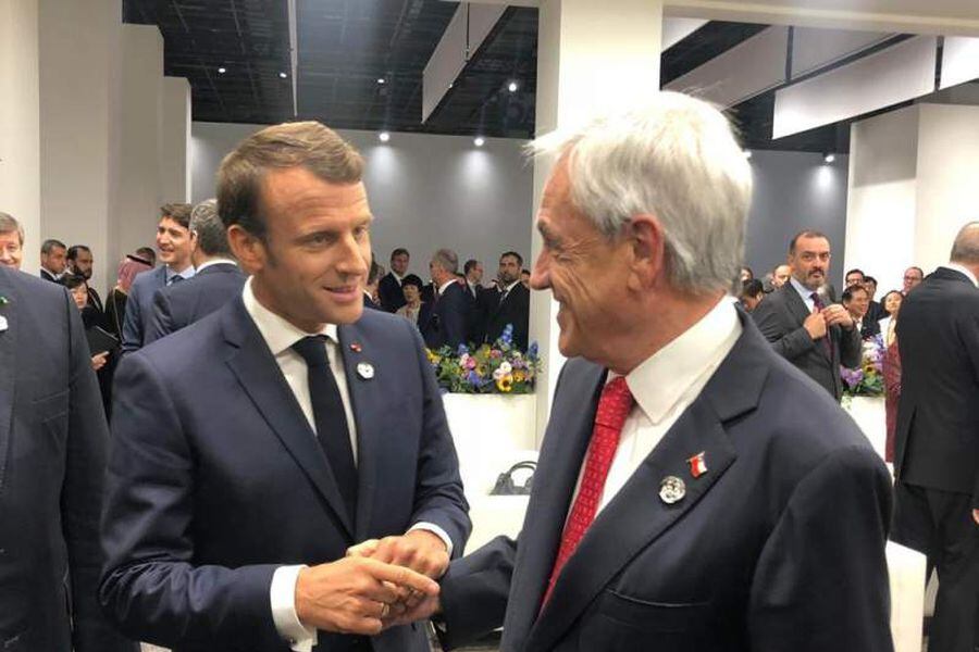 Sebastián Piñera y Emmanuel Macron.