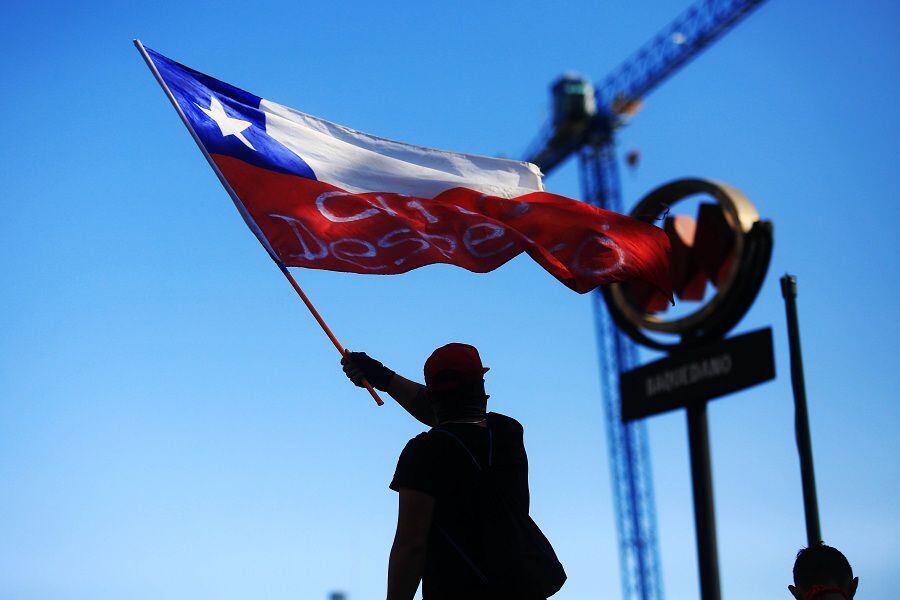 Manifestación pacífica en Plaza Italia