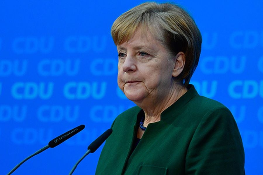 German Chancellor Angela Merkel gives a press conference on November