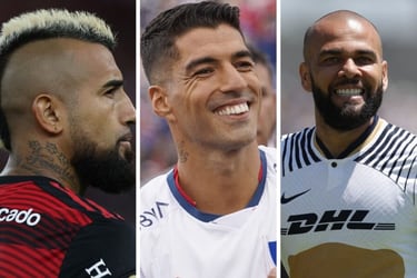 Las estrellas que volvieron al continente: Arturo Vidal (Flamengo), Luis Suárez (Nacional) y Dani Alves (Pumas de la UNAM).