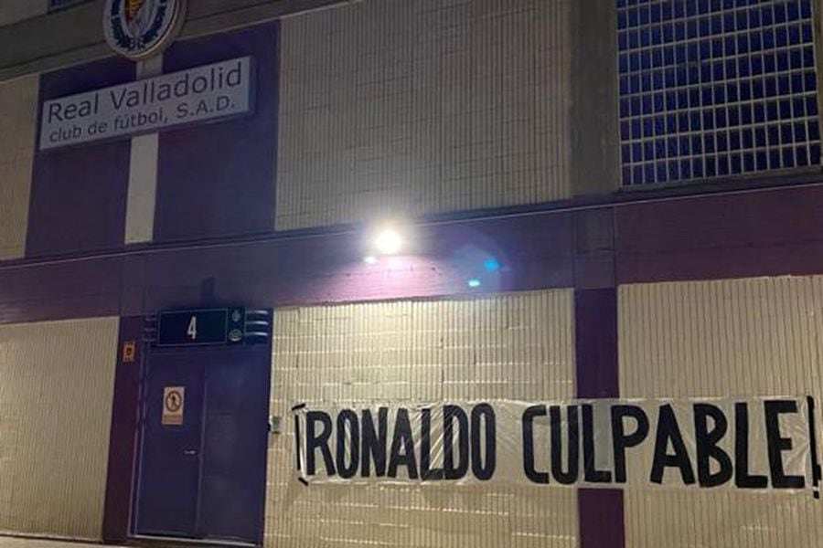 El mensaje contra Ronaldo que pusieron los hinchas del Valladolid.