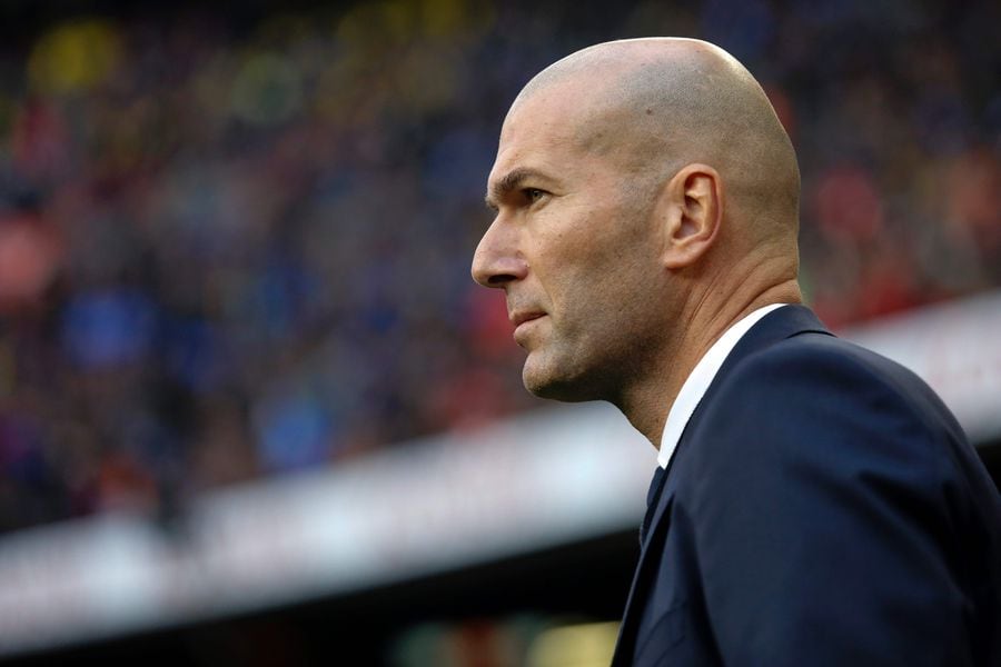 Real Madrid's French coach Zinedine Zidane looks on before the Spanis