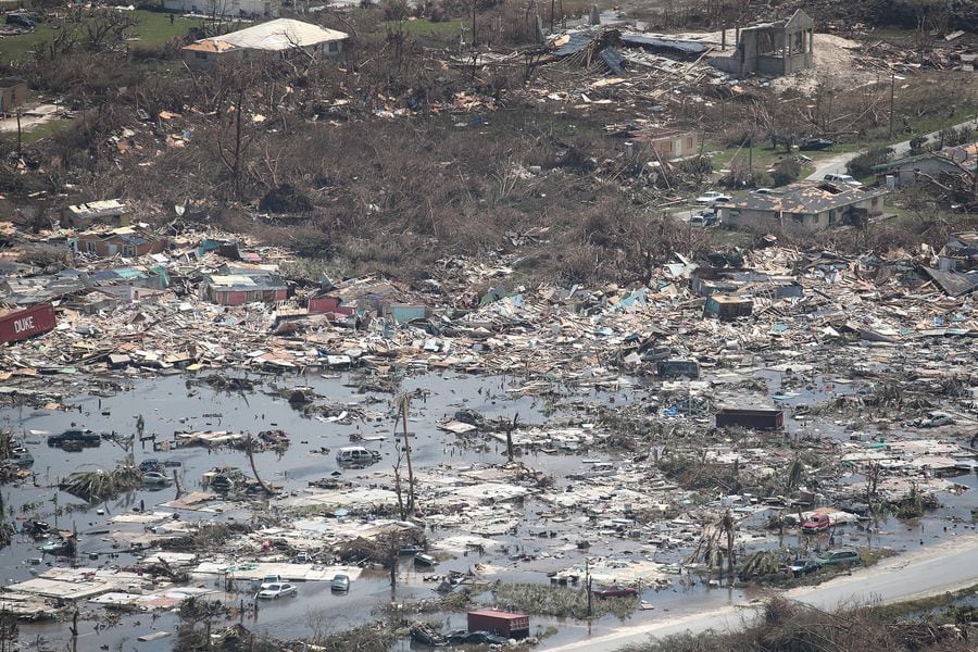 Vistas aéreas de los daños causados ​​por el huracán Dorian en Marsh Harbour en la isla GranAbaco el 4 de septiembre de 2019.
