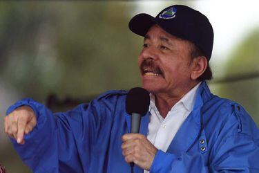 Nicaraguan President Daniel Ortega speaks to supporters during the go