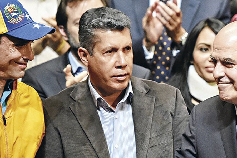Henrique Capriles, Henri Falcón y Julio Borges, en una imagen de julio en Caracas.