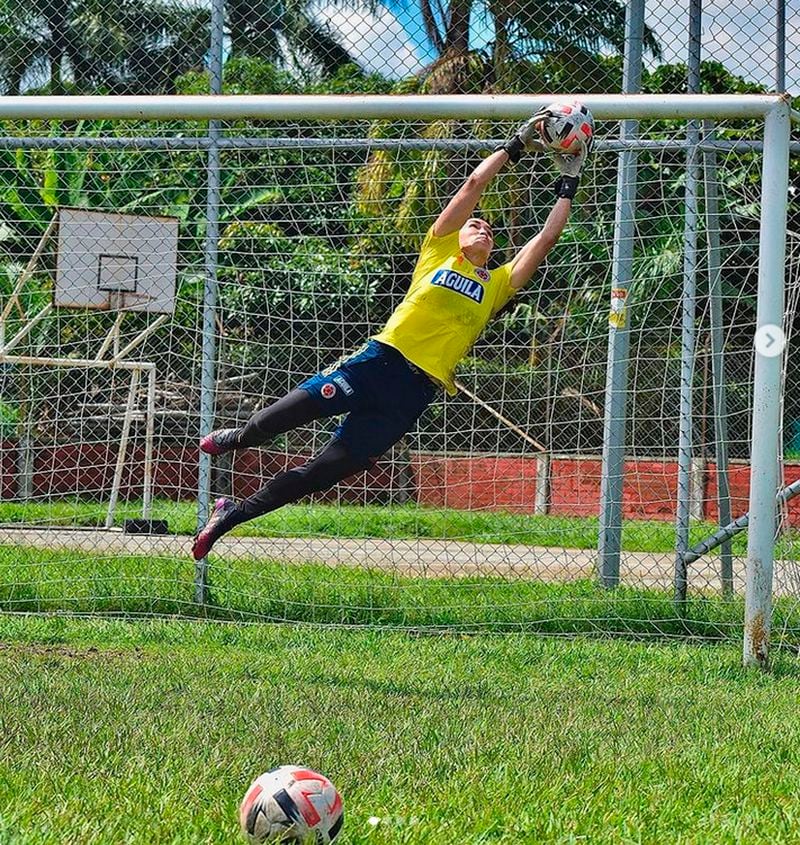 Katherine Tapia, en un entrenamiento durante su paso por el fútbol colombiano
