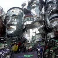 Artistas crean esculturas de líderes del G7 con basura electrónica