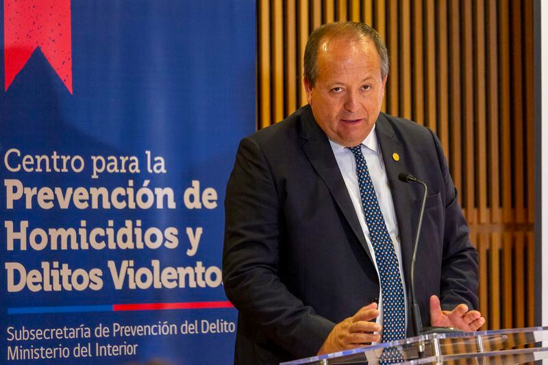 El Ministerio del Interior realiza la presentación de nuevo Informe Nacional de víctimas de Homicidios consumados en Chile. El fiscal nacional, Ángel Valencia, en la imagen.
