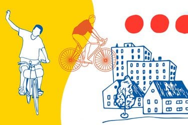 Ilustración ciclistas urbanos.
