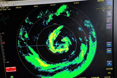Radar from NOAA-42 WP-3D Orion aircraft shows the eye of Hurricane Dorian during a reconnaissance mission over the Atlantic Ocean
