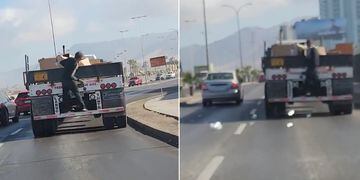 Video: Sujeto lanza objetos desde camión en Antofagasta