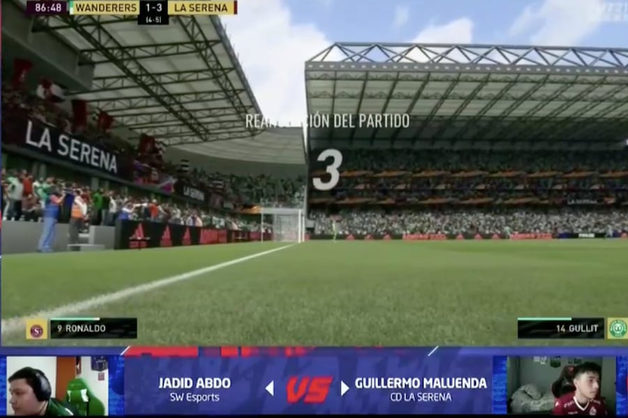 Captura de pantalla de la final vuelta del torneo eSports entre Deportes La Serena y Santiago Wanderers.