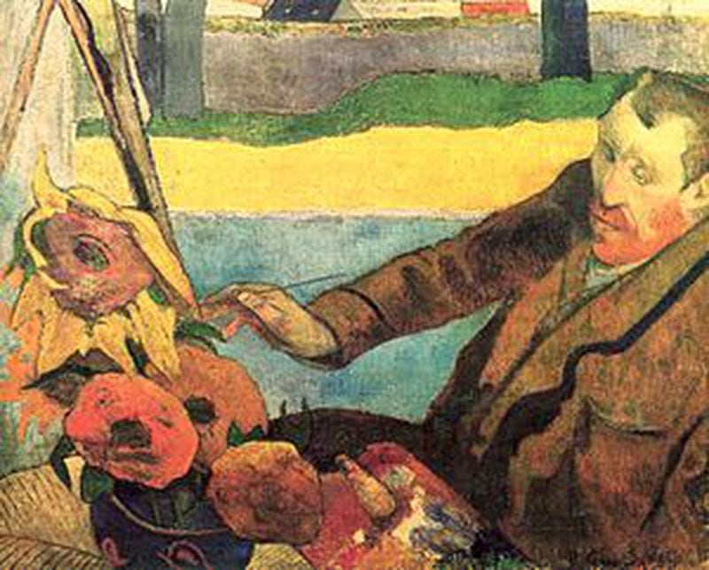 Van Gogh pintando girasoles, pintura de Paul Gauguin