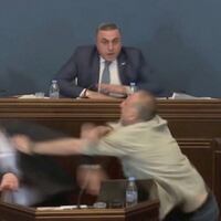 Batalla campal en el parlamento de Georgia mientras discutían un proyecto de ley