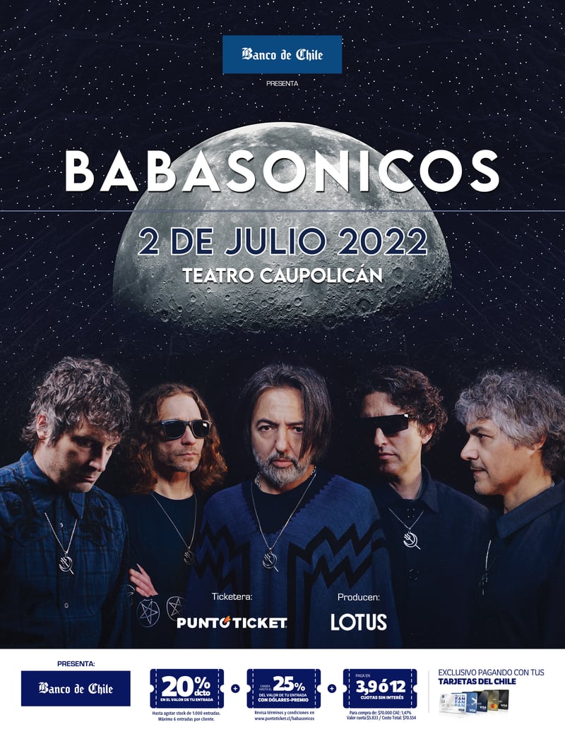 Afiche del concierto de Babasónicos en el teatro Caupolicán este 2 de julio