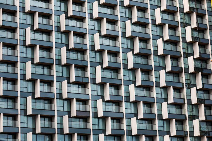 balconies sit on the outside of residential flats on the Greenwich Peninsula construction site in London, U.K., on Tuesday, July 25, 2017. Photographer: Simon Dawson/Bloomberg