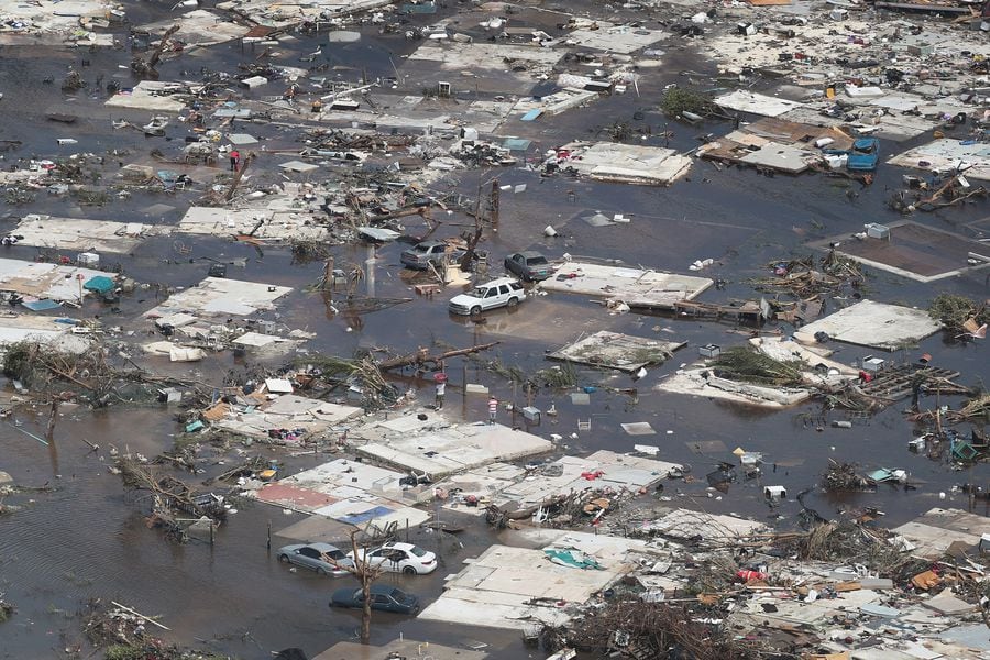 Vistas aéreas de los daños causados ​​por el huracán Dorian en Marsh Harbour en la isla GranAbaco el 4 de septiembre de 2019.