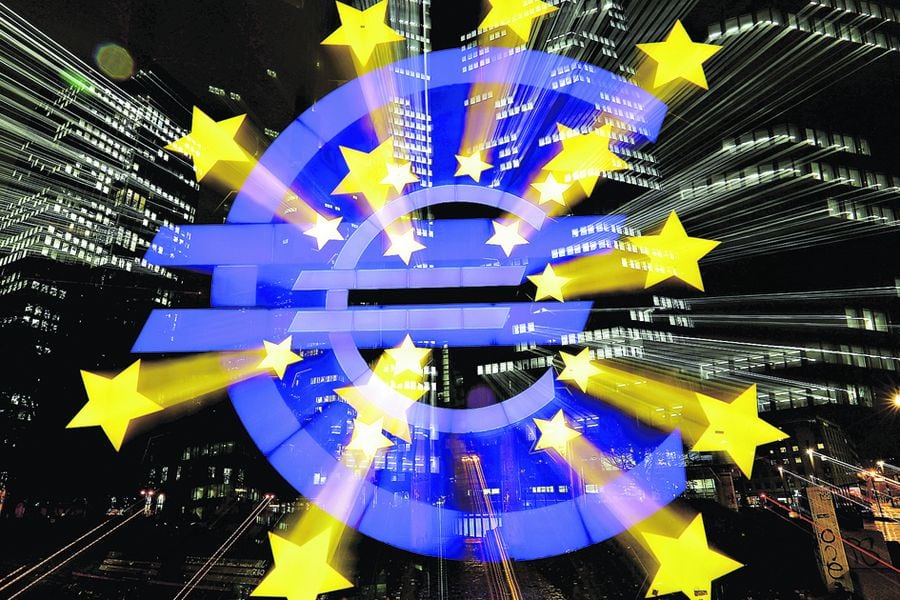 Euro sign seen at former ECB headquarters in Frankfurt