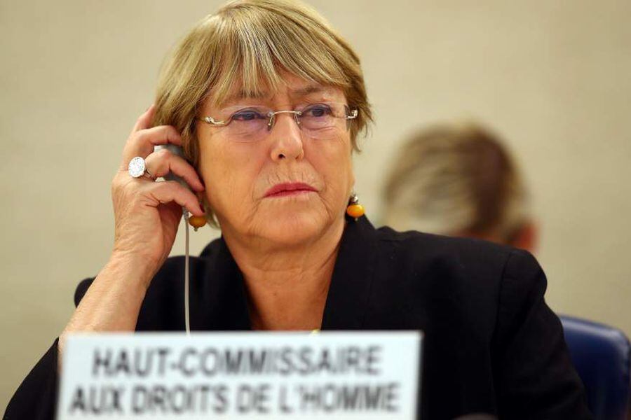 UN High Commissioner for Human Rights Bachelet attends a session of the Human Rights Council in Geneva