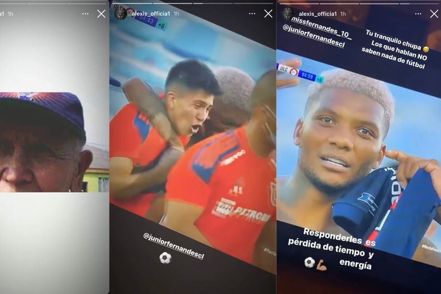 Historias de Alexis Sánchez en su cuenta personal de Instagram tras la remontada de la Universidad de Chile ante Unión La Calera.